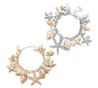 XFSRG 2 Piezas Bracelet Coquillage Femme Bijou Bohème d'Été Réglable Comme Cheville ou Bracelet Accessoire Plage et Cadeau Vacances pour Filles et Femmes