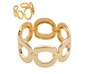 XFSRG 2 Stück Bracelet Manchette Large Ensemble et Bague Géométriques Vintage Irrégulier Martelé Bracelet Jonc Martelé Bijou Rétro pour Femme