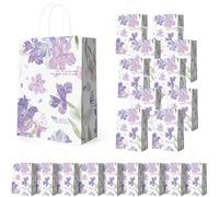 XFSRG 20 Pièce Sac Cadeau Papier Kraft Pochette avec Poignée Petits Sachet Bonbons Anniversaire Sac Cadeau Anniversaire Fleurs Utilisation Polyvalente (Violet 2)