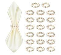 XFSRG 20 Pieces Ronds Serviette en Perles Élégants Rond de Serviette Strass Décoration de Table Vintage pour Mariage Fête Dîner Anniversaire