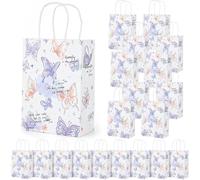 XFSRG 20 Pièces Sac Cadeau Anniversaire Papillon Petits Sachet Bonbons Anniversaire Avec Anse Sac Papier Cadeau pour Anniversaires Fêtes Mariages (Violet 1)