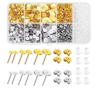 XFSRG 2000 Pièces Kit Boucle d'Oreille à Fabriquer Boucle D'Oreille Flat Pad 4mm 6mm 8mm avec Dos Papillon Apprêt et Fermoirs en Silicone Transparent pour la Fabrication de Bijoux DIY (Set 1)