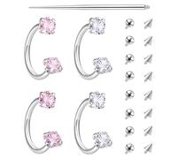 XFSRG 21 Pièces Anneau de Nez Fer a Cheval 16G Acier Chirurgical Piercing Septum Fer a Cheval Anneau de Zircon Nez Oreille Cartilage Tragus Lèvre Bijoux Piercing pour Femme (Argent)