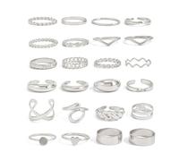 XFSRG 24 Pièces Bague Femme Motifs Géométriques Ensembles de Bagues Élégance Vintage Bague Ajustables pour un Usage Quotidien Dîners Réunions