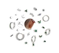 XFSRG 25 Stück Boucles D'oreilles Helix Set Asymétrique Anneaux Puces Pendentifs Piercing Cartilage Oreille Helix Tragus Piercing Conch pour Femme