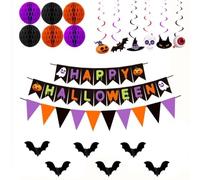 XFSRG 2Ensemble Bannière Fanions Alvéolés Étoiles Spirales Décoration Célébration Fête Anniversaire