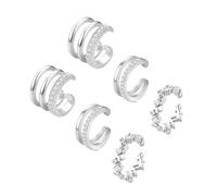XFSRG 3 Paires Boucle D'oreille Clip Femme Boucles d'Oreilles à Clip Non Percées Hypoallergénique avec Scintillantes Zircone Filles Falsche Ohrringe Set (Argent)