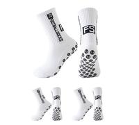 XFSRG 3 Paires Chaussettes Antidérapantes Foot Homme Femme Chaussette Antidérapante Sport Respirantes Confortables pour Football Basketball Trekking(Blanc)