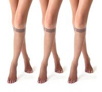 XFSRG 3 Paires de Chaussettes mi-bas Femme 10 DEN Transparentes en Nylon Élastique Confortables et Légères Design Pied Ouvert pour un Port Agréable sans Pression (Brune)