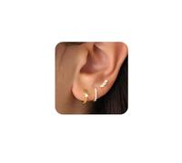 XFSRG 3 Paires Ensemble Boucles d'Oreilles Femme Élégant Plaqué Or 14K Poteau Argent 925 Hypoallergénique Bijoux Zircone Scintillant pour Quotidien et Fête (Or)