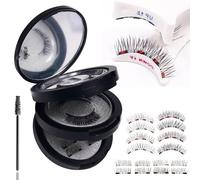 XFSRG 3 Paires Faux Cils Magnetique Faux Cils Naturel Réutilisables 3D Faux Cils Facile à Porter et à Enlever pour Les Maquillage Rapide Débutants(Noir)