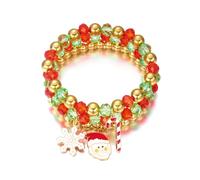 XFSRG 3 Pcs Bracelets de Noël pour Femme Ensemble Empilable Bracelet en Perles Charmant avec Motifs de Noël Pendentif Christmas Bijoux Cadeau Festif Anniversaire (Style 2)