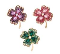 XFSRG 3 Pcs Broche Femme Vetement Trèfle à Quatre Feuilles Cristal Strass Accessoires Vestimentaires Chapeau Mariage Broche Fleur Bijoux Élégants Cadeau Anniversaire