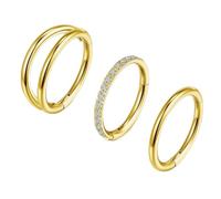 XFSRG 3 Pièces Anneau Septum Clicker Double Cartilage Créoles Clicker Helix Cartilage Piercing Conch Double Anneau Bijou Nez Oreille 16G
