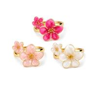 XFSRG 3 Pièces Bague Femme Fleur Ajustable Ouverte Bague Élégance Fleur | Anneau Été Bijoux de Mode pour Femme Style Délicat