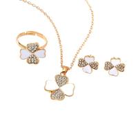 XFSRG 3 Pièces Bijoux Femme Fleur à Quatre Feuilles Sertie de Diamants Bijoux Personnalisé pour Tous les Jours Loisirs Rendez Vous