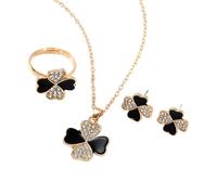 XFSRG 3 Pièces Bijoux Femme Fleur à Quatre Feuilles Sertie de Diamants Bijoux Personnalisé pour Tous les Jours Loisirs Rendez Vous
