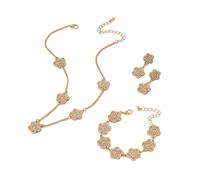 XFSRG 3 Pièces Bijoux Femme Fleurs Incrustées de Diamants Brillant Bijoux Élégant Convient à de Nombreuses Occasions