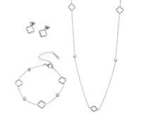 XFSRG 3 Pièces Bijoux Femme Trèfle à Quatre Feuilles Ajouré Bijoux Acier Inoxydable Hypoallergénique Cadeau de Fête Cadeau d'Anniversaire