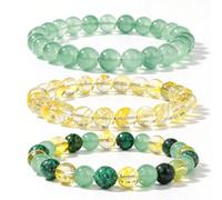 XFSRG 3 Pièces Bracelet en Cristal de Roche Naturel Femme Perles Pierre Naturelle Bijoux Elastique Bracelet Lithotherapie Cadeau