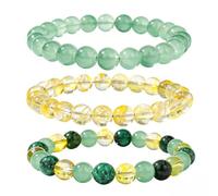 XFSRG 3 Pièces Bracelet en Cristal de Roche Naturel Femme Perles Pierre Naturelle Bijoux Elastique Bracelet Lithotherapie Cadeau