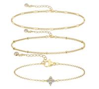 XFSRG 3 Pièces Bracelet Femme Fleur Chaîne Empilables Réglable Bracelets Élégant Bijoux Cadeau pour l'Anniversaire Saint Valentin