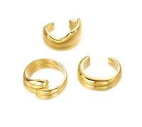 XFSRG 3 Pièces Bracelet Femme Manchette Ouvert Ajustable Bague Jonc Large Bracelets Élégant Bijoux Cadeau pour l'Anniversaire Saint Valentin (Or #2)