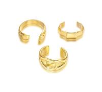 XFSRG 3 Pièces Bracelet Femme Manchette Ouvert Ajustable Bague Jonc Large Bracelets Élégant Bijoux Cadeau pour l'Anniversaire Saint Valentin (Or #4)