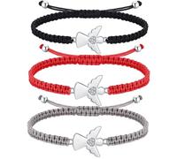 XFSRG 3 Pièces Bracelet Pendentif Ange en Corde Tressée Bracelets Réglable Petit et Élégant pour les Anniversaires Saint Valentin Remises de Diplômes