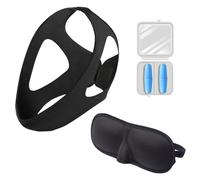 XFSRG 3 Pièces Kit Anti Ronflement Complet Bandeau Mentonnière Ergonomique Bouchons Auriculaires Masque Sommeil Boîte Rangement Solution Nuit Paisible