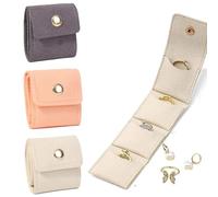 XFSRG 3 Pièces Mini Boite a Bijoux Femme Portable Pliable Rangement Compact Organisateur Voyage Étui à Bijoux Pochette Protection pour Boucles d'Oreilles Bagues Colliers
