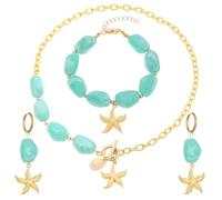 XFSRG 3 Pièces Parure Bijoux de Sirène Étoile Mer Coquillage Accessoires Bijoux en Coquillage Accessoires de Déguisement Sirène Collier Bracelet Boucles D’oreilles
