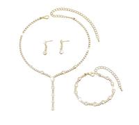 XFSRG 3 Pièces Parure Bijoux Femme Ensemble Collier Bracelet Boucles d'oreilles Bijoux Mode Accessoires Cadeau Anniversaire Mariage(Or)