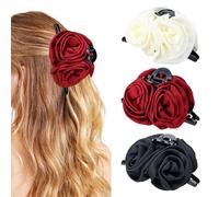 XFSRG 3 Pieces Pince à Cheveux Femme Fleur en Tissu Griffes Clips Pince Cheveux Barrette Hair Claw Clips Élégante Accessoires Cheveux Mode pour Filles