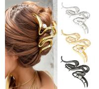 XFSRG 3 Pièces Pince Cheveux en Forme de Vague Perles Métal Pince à Cheveux Forme de Requin pour les Chignons à l'Arrière de la Tête