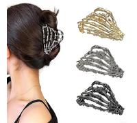 XFSRG 3 Pièces Pince Cheveux Femme Squelette Gothique en Forme Antidérapante Accessoires de Cheveux pour Cosplay Halloween(Set A)