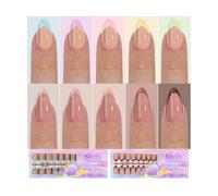 XFSRG 300 Pcs Kit de Faux Ongles Press on Nails Faux Ongles Fake Nails Amande Ongles Autocollants Adhesif Capsule Ongle Faux Ongles pour Femmes Filles Décoration DIY Accessoire (Set A)
