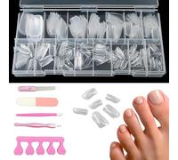 XFSRG 300 Pièces Kit De Faux Ongles Naturels Transparentes Roses Court Couverture ComplèTe Avec 5 Outils pour Manucure pour Débutant en Manucure Prothésiste Ongulaire (Transparent)