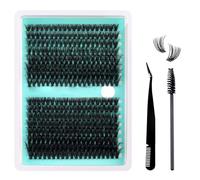 XFSRG 320 Pièces Faux Cils Naturel D Curl Kit 9 A 16 mm Extension De Cils Femme Lash Clusters Avec Pincettes Et Brosse A Mascara Pour Les Rencontres Fête Faire(60D & 80D)