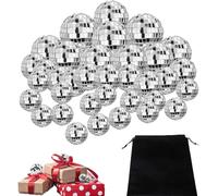 XFSRG 35 Pièces Boule Disco Deco Mini Boule Disco Decoration Sphère à Facettes Miroir Réfléchissante Effet Lumineux Accessoire Fête Anniversaire Décoration Mariage (Argent)