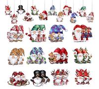 XFSRG 36 Pièces Decoration Sapin Noel en Bois GNOME de Noel Decoration Interieur Maison Bois Pendentif Arbre de Noël Festival Artisanat (Set C)