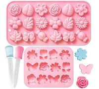 XFSRG 3D Mini Roses Moule Resine avec 2 Compte-Gouttes pour Décorer des Gâteaux et Pâtisserie Parfait