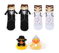 XFSRG 4 Pcs Cadeau Mariage Canards Qui Couinent pour Mariages Chaussette Mariage Canard en Caoutchouc Mini Couple de Canards pour Cérémonie Bénédiction Cadeau Mariée et de Marié Décoration (1)
