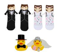 XFSRG 4 Pcs Cadeau Mariage Canards Qui Couinent pour Mariages Chaussette Mariage Canard en Caoutchouc Mini Couple de Canards pour Cérémonie Bénédiction Cadeau Mariée et de Marié Décoration (2)