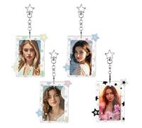 XFSRG 4 Pièce Étoile Photocard Holder Design de Mode Transparent Porte Carte Photo avec Porte Clés pour Photos Idole Cartes de Visite Badges