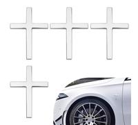 XFSRG 4 Pièces 3D Autocollant Voiture en Forme de Croix Fenêtre Créatif Logo Stickers pour Camion Côté ou Hayon Coffre(Argent)