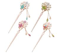 XFSRG 4 Pièces Baguette Cheveux Femme de Fleurs Vintage Chinois Accessoire Cheveux avec Glands pour Femme Fille Coiffure