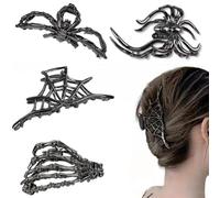 XFSRG 4 Pièces Barrette Cheveux Élégantes d'Araignée Style Gothique Accessoires d'Halloween pour Fêtes Cosplay(Set E)