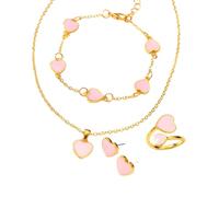XFSRG 4 Pièces Bijoux Femme Cœur Romantique Raffiné Bijoux pour la Saint Valentin Anniversaires Dates Importantes