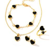 XFSRG 4 Pièces Bijoux Femme Cœur Romantique Raffiné Bijoux pour la Saint Valentin Anniversaires Dates Importantes